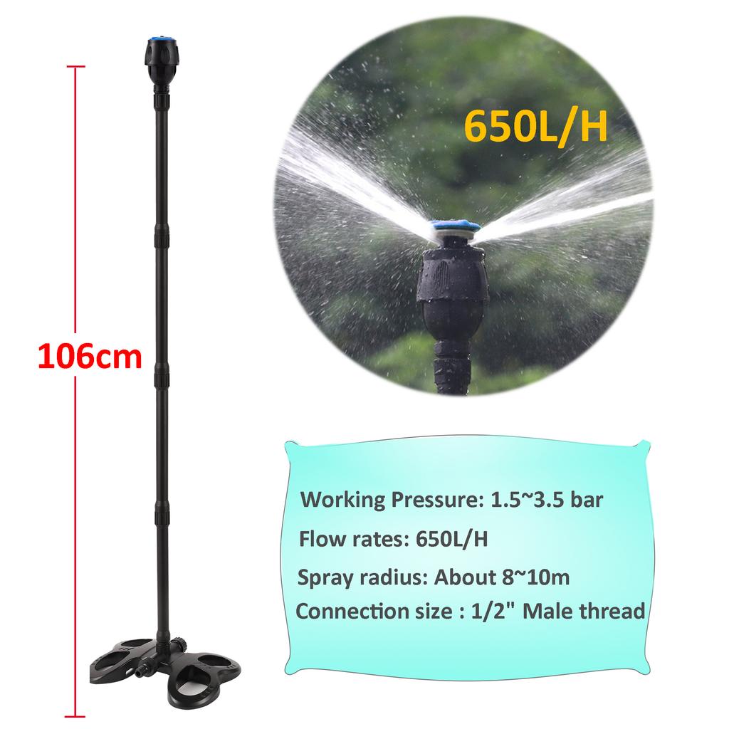 Rotierende Sprinklerdüse mit Basis Erweiterte Unterstützung Rotierende Düse Pflanzen Blumen Bewässerung Haus Gartengerät Bewässerungsset Werkzeug