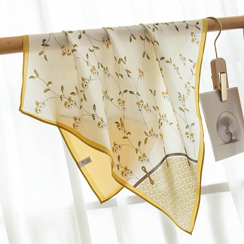 53*53CM 100% morušový hedvábný čtvercový šátek Olejomalba Luxusní šátky Šátek na opalování Šátek Nákrčník Dárek