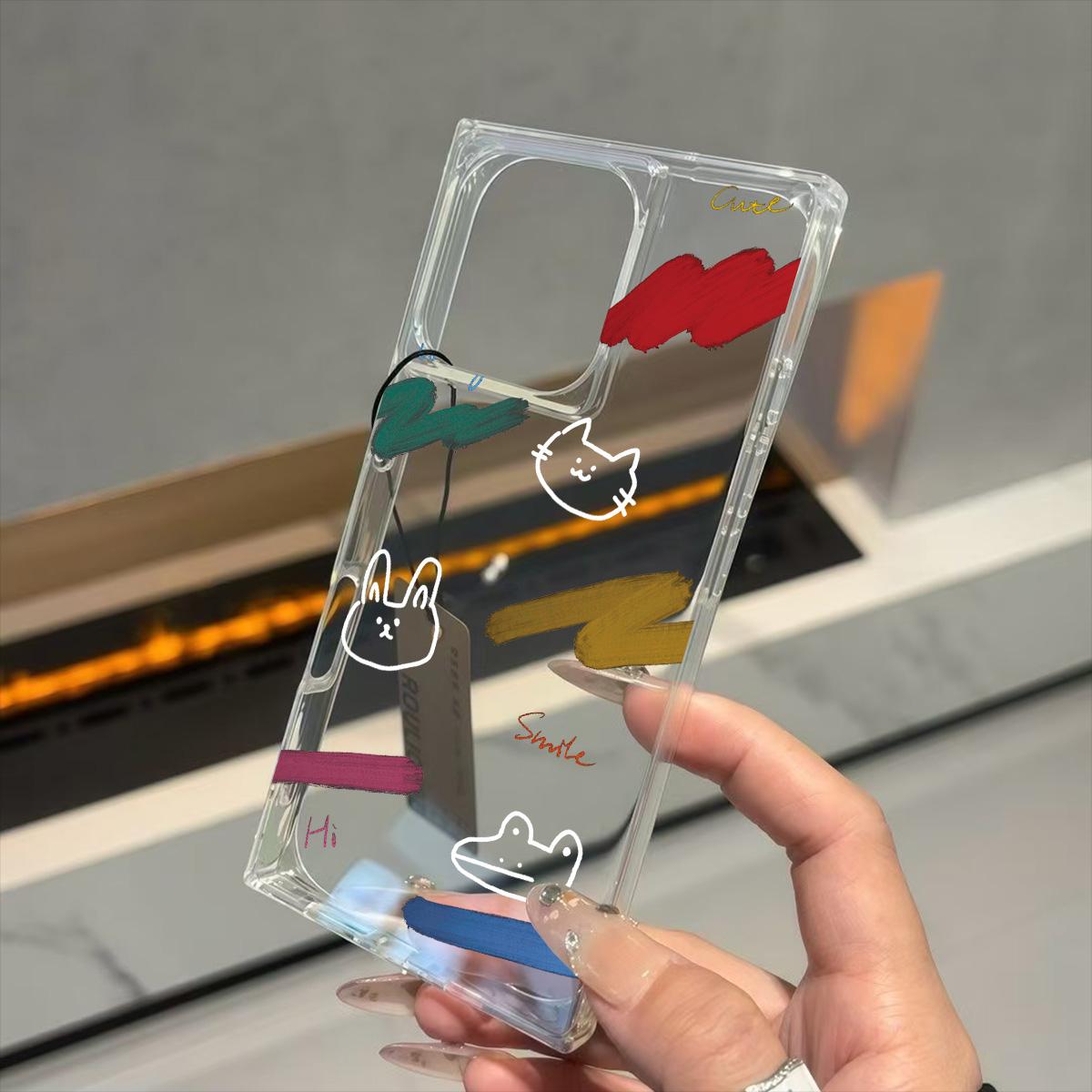 

Прозрачный чехол с квадратной задней защитой для трубки для iPhone 13 11 12 16 ProMax 14 Pro Max 15 Plus, защита от кислорода, чехол с рисунком аватара животного линии iphone 11 ProMax