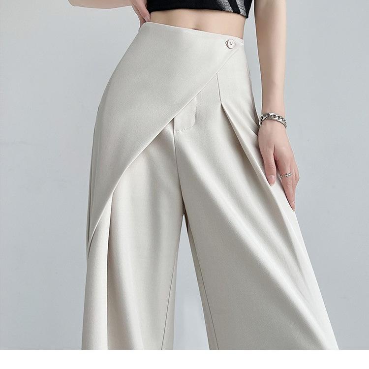 Oblek Široké Nohavice Dámske Elegantné Jednofarebné Vysoký Pás Voľné Bežné Nohavice Módne Elegantné Do Práce