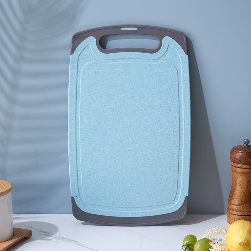 Double-Sided Non-Slip Wheat Straw Cutting Board with Wrapped Handle for Kitchen and Outdoor Use