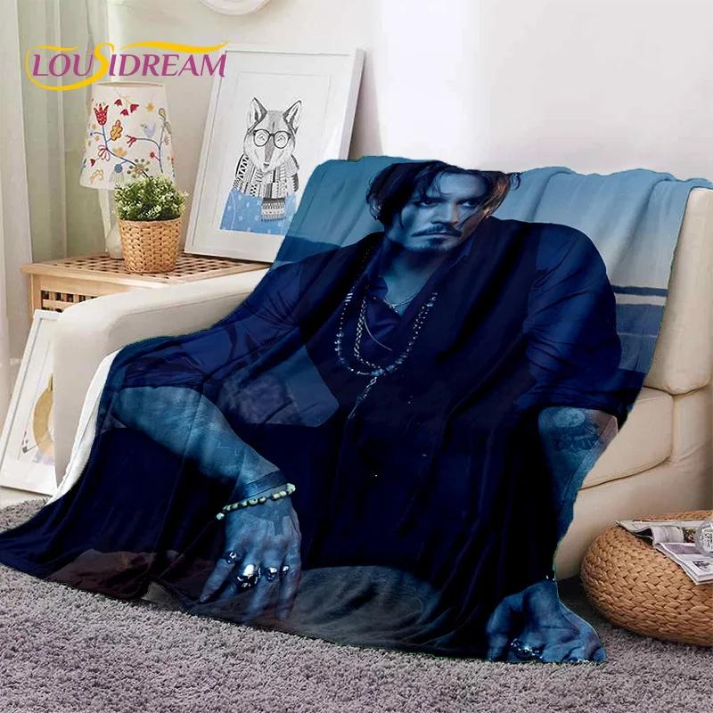 3D Printing Johnny Depp Star HD Soft Blankets,Keep Warm Throw Blanket Comfortable Blanket for Picnic Beds Sofa Home Bedroom Gift