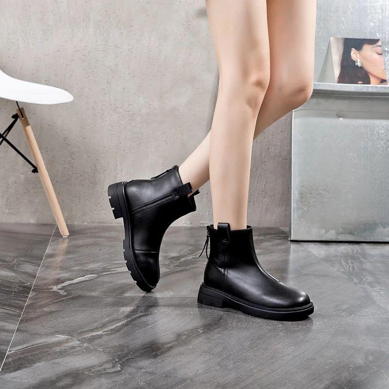 Fashion AIYUQI Ankle Boots Women 2024 New Anti-slip Genuine Leather Women Short Boots  Fashion British Style Winter Chelsea Boots Women