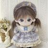 niannyyhouse 20cm Plush Clothes, Vintage Floral Lace Dress, Headwear, Dress-Up, Cotton Doll, Accessories (Gray-Blue)