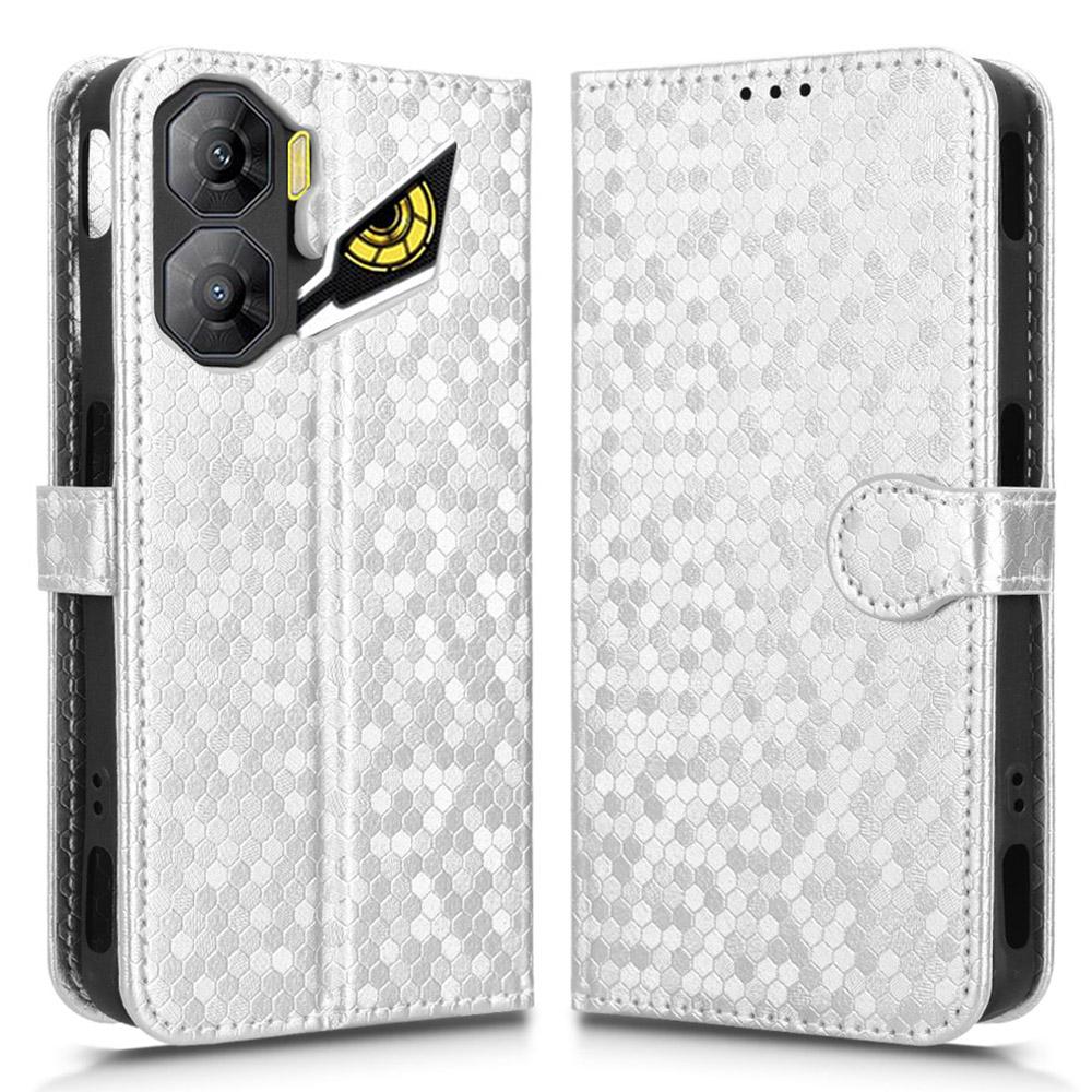 For ZTE Nubia Neo 3 5G Wallet Case Dot Pattern Imprint PU Leather Phone Cover with Wrist Strap