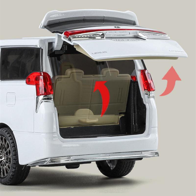 YMT1 1:24 Lexus LM300 MPV Alloy Car Model Diecast Metal Vehicles Car Model High Simulation Sound and Light Children Toy Gift With Key