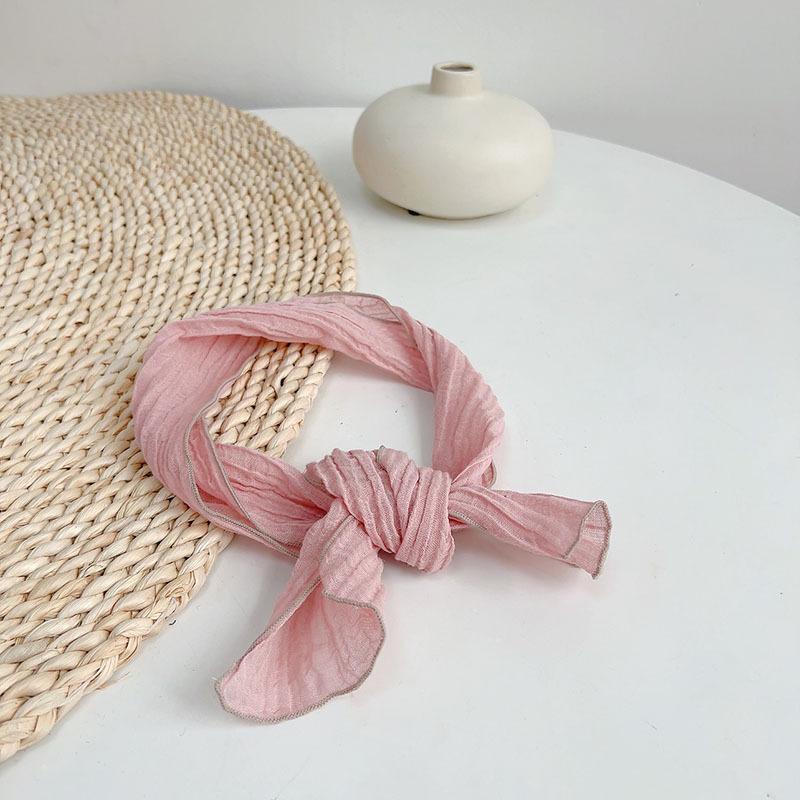 Retro Rain And Dew Striped Small Bow Tie Literary Versatile Women'S Summer Neck Protection Scarf Accessories Silk Korean Version