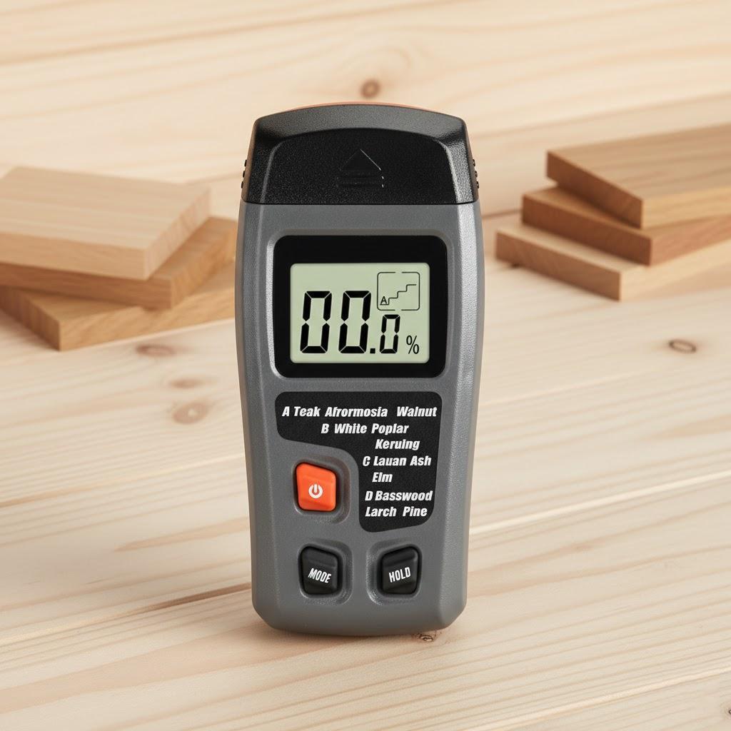 Digital Wood Moisture Meter with 4 Measurement Modes Backlit LCD Display for Firewood Logs Walls and Caravans
