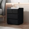 Modern Minimalist Solid Wood Nightstand Cream Style Bedside Table with Wireless Charging Hub Storage Cabinet for Bedroom
