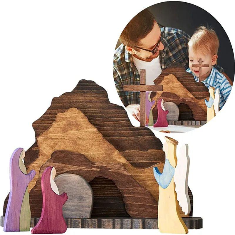 M-Modern-2 PCS Easter Scene Decorations Resurrection Scene Ornaments As Shown Manger Creche Nativity Set Crafts Resurrection