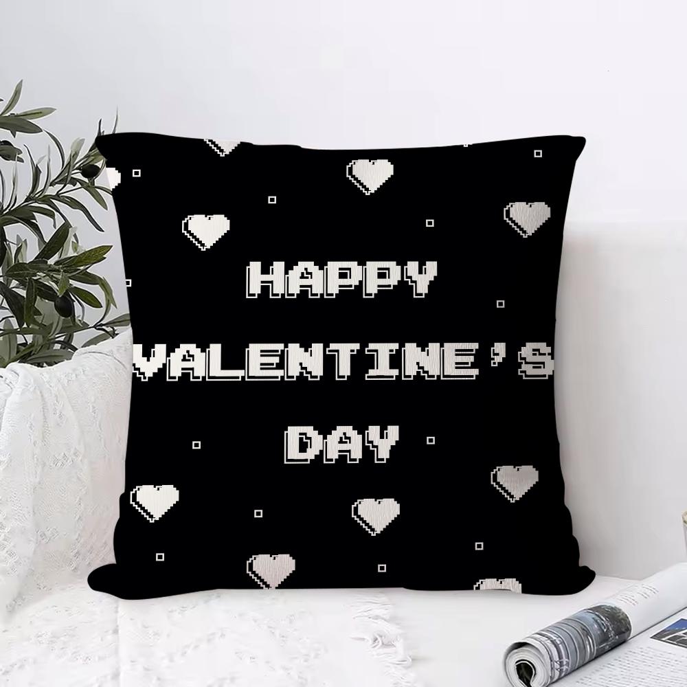 Valentine's Day Stickers X Cushion Cover Anti-dustmite Pillowcase Invisible Zipper Silky Short Plush Sofa Cushion Cover