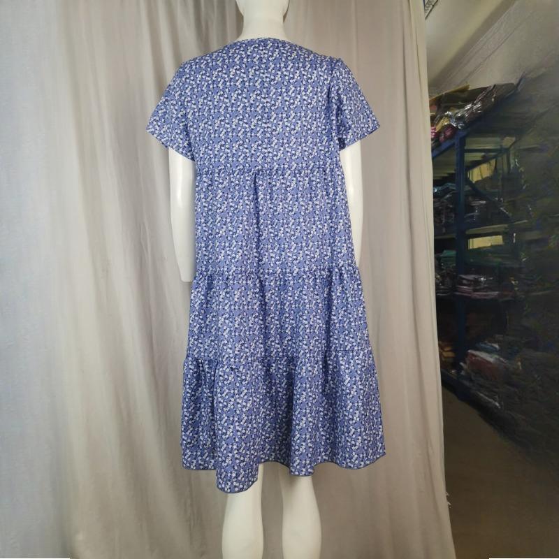 GMXIA Summer Plus Size Women's O-Neck Slim Short Sleeve Dresses
