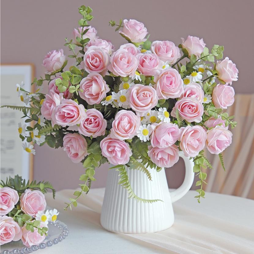 Silk Rose Artificial Flowers Diy Wedding Home Room Festival Party Decoration Wreath Bridal Bouquet Table Vase Photography Props