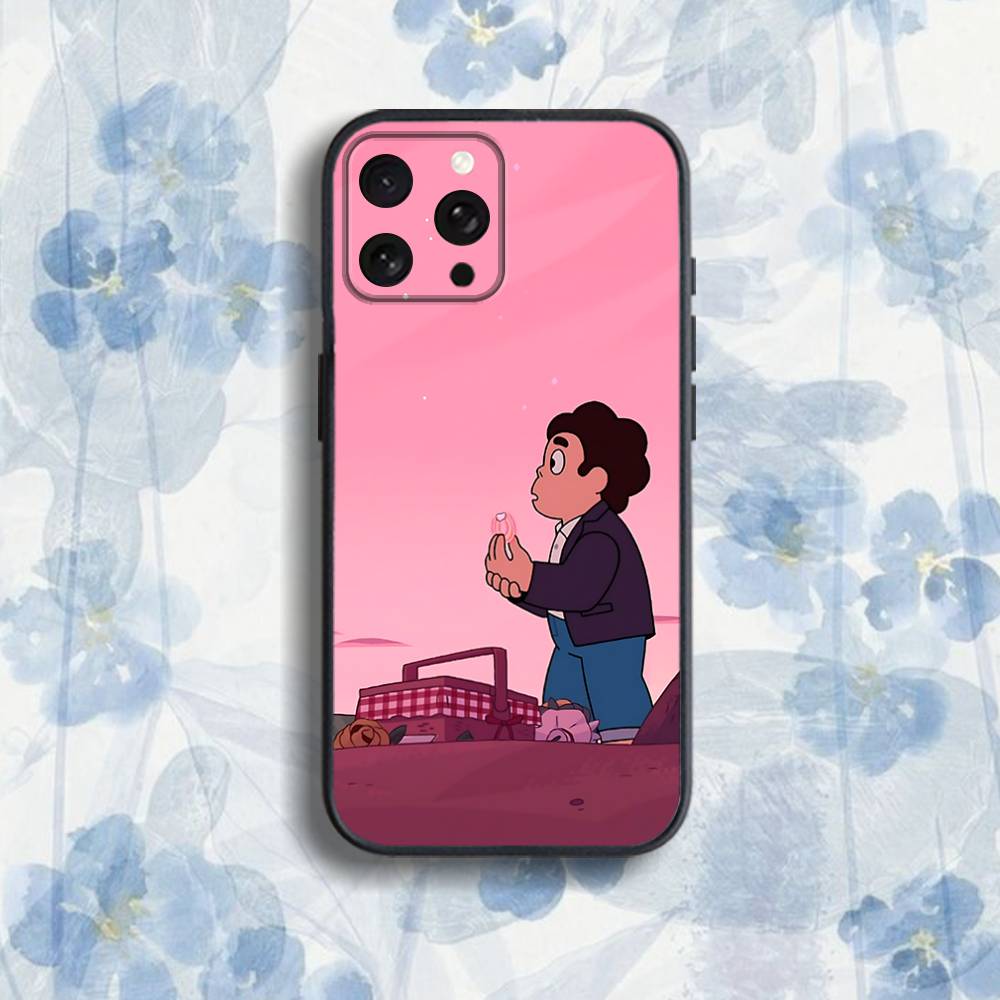 hot Steven Universe Cartoon Phone Case For iPhone 11,12,15,16,17,13,14,Pro,Max,Plus,E,Mini,Air,SE4 Black Soft Box