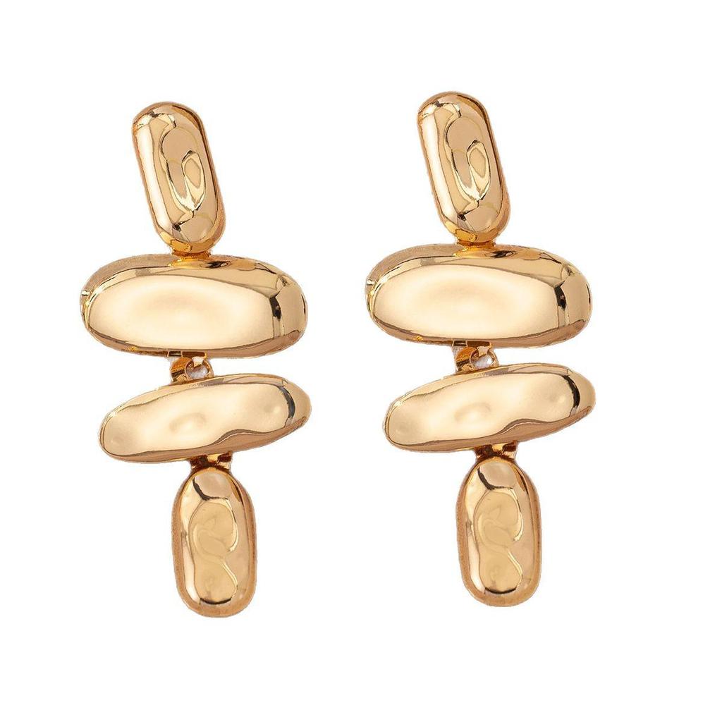 Unique Geometric Oval Long Earrings: Elegant, Fashionable Studs for Women