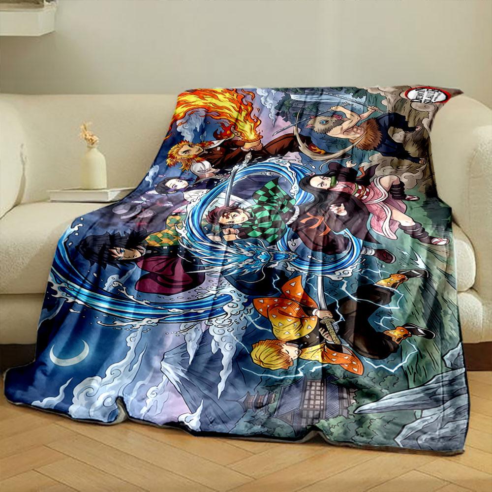 A Group of Characters Wielding Elemental Attacks In a Dynamic Mountain Scene. for All Seasons Blanket Lunch Break Throw Gift
