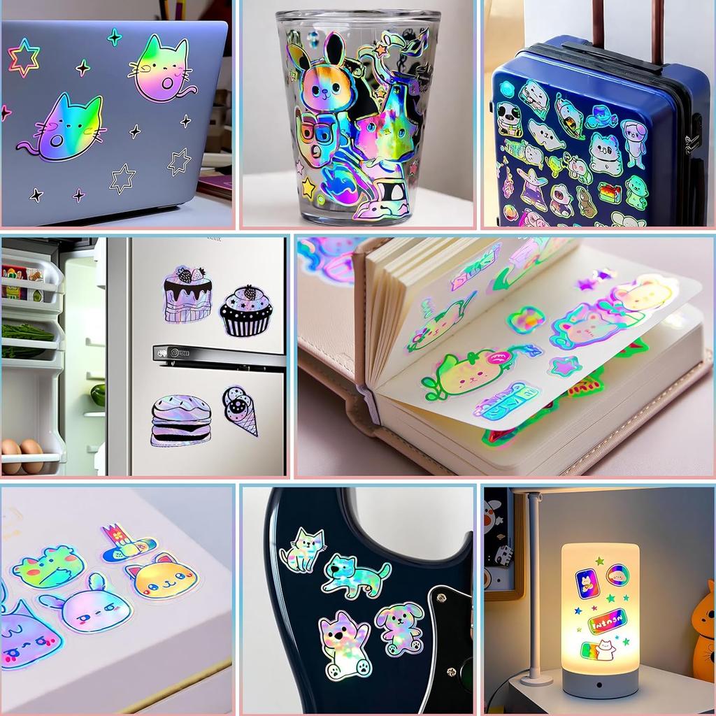 Holographic Printable Vinyl Sticker Paper for Inkjet Printer - 30 Sheets - 8.5" x 11" - Waterproof Labels Paper, Dries Quickly,Vivid Colors,Tear