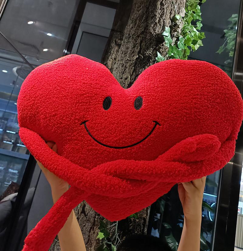 Red Heart Shaped Pillow Plush Toy Cartoon Stuffed Doll Decoration Kids Gift
