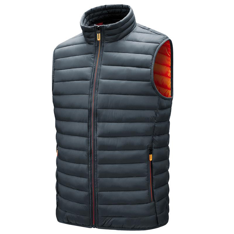 

Men s Autumn and Winter Standing Collar Casual Vest Solid Color Simple Sleeveless Top 4XL