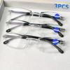 3pcs Rimless Reading Glasses for Men and Women - Blue Light Blocking, High-Definition,  Rectangular Frame