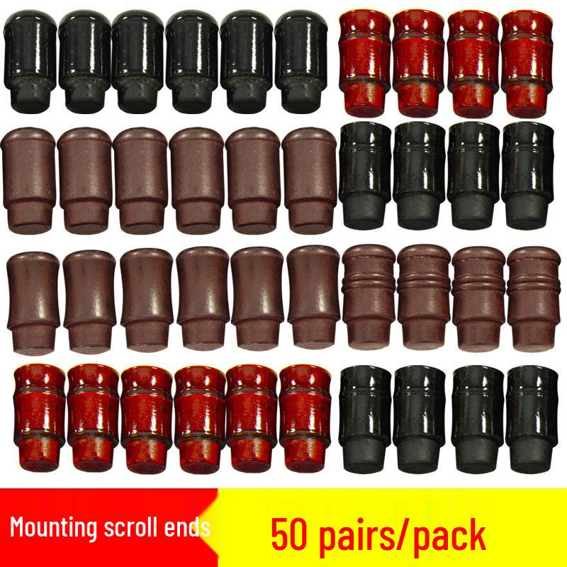 

Винно-красный и черный антикварный бамбуковый барабан, стержень для крепления каллиграфии и живописи, с головкой из массива дерева 23 mm