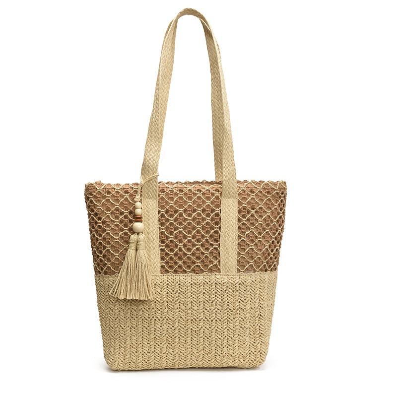 New Summer Imitation Grass Woven Bag Women's Large-capacity Commuter Tote Bag Seaside Vacation Beach Bag