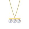 925 Silver Chain With 18k Gold Balance Bar Faux Pearl Necklace Runway T Show Party Designer Gown Top Ins Japan Korean Trendy