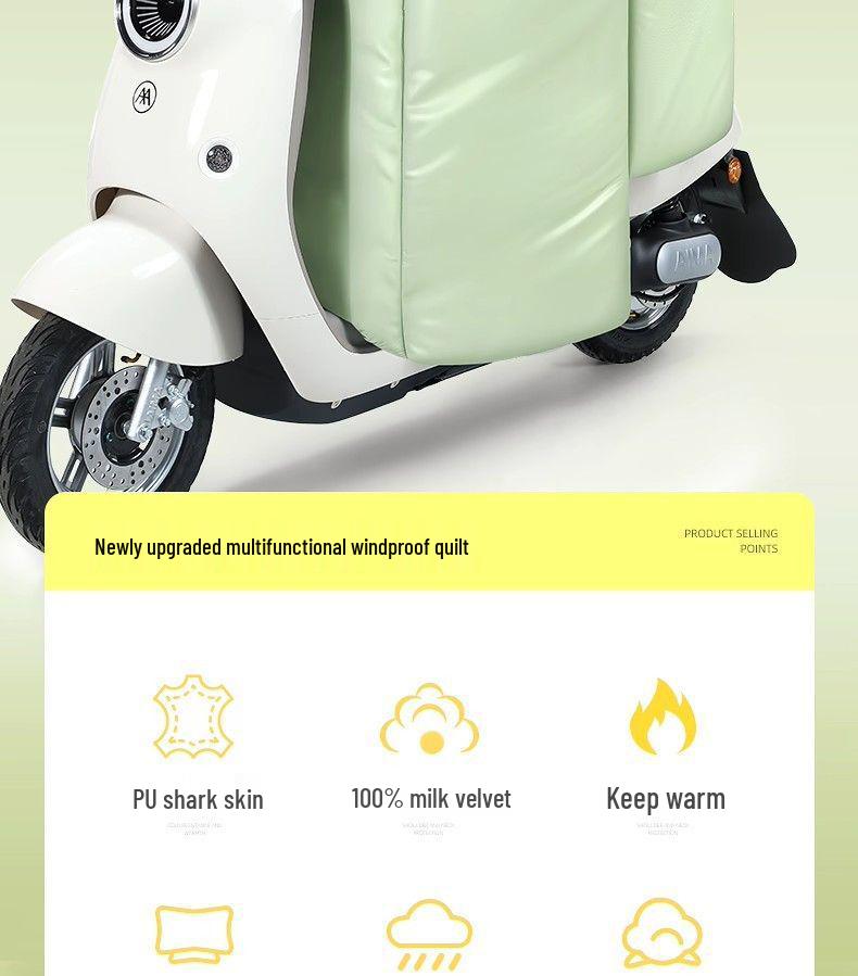 Thickened Velvet-Lined Electric Car & Motorcycle Winter Windshield Quilt: Waterproof & Cold-Proof.
