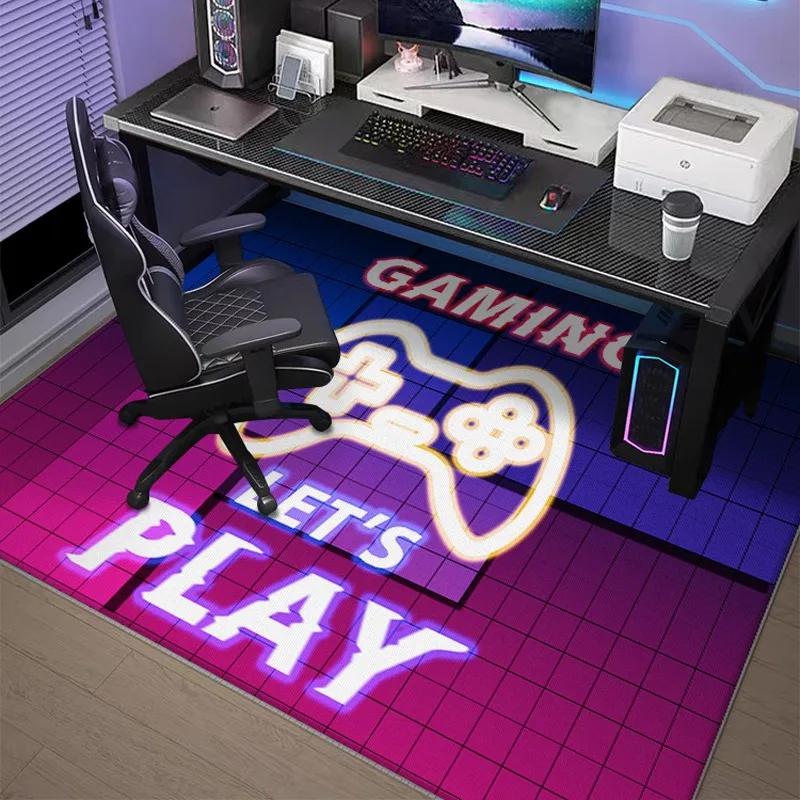 Gamingzimmer Teppich Rutschfest Schmutzabweisend Verschleißfest Bodenmatte Controller-Muster Schlafzimmerteppich Große Größe Heimdekorationsmatten