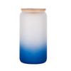 16oz Water Bottle with Straw Juice Glass Beer Can Gradient Color Milk Mocha Cup with Bamboo Wooden Lid Household Drinking Cups
