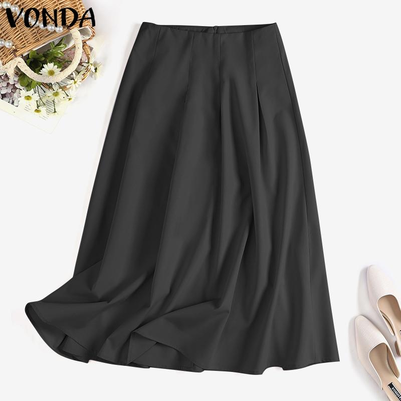 

VONDA плиссированные летние женские повседневные свободные длинные юбки трапециевидной формы