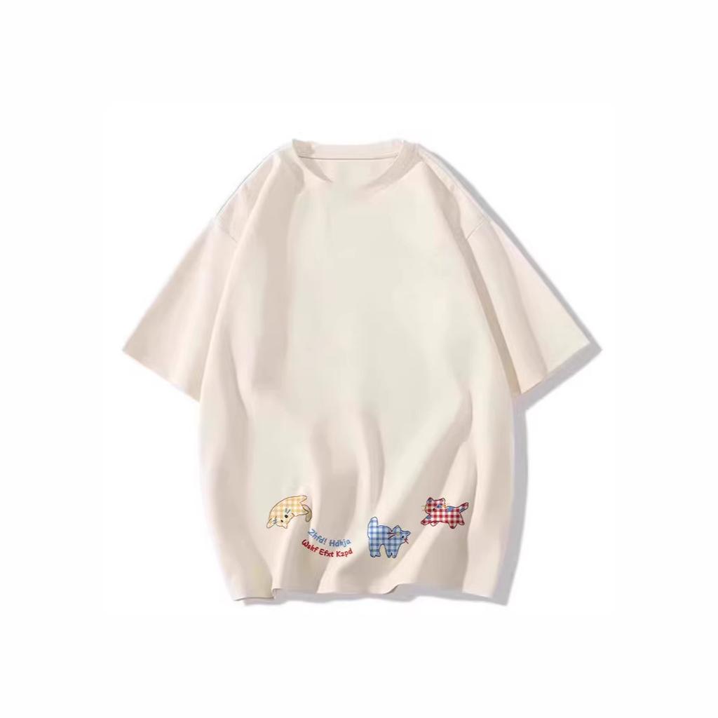 Summer Short-sleeved T-shirt Women's New Pure Cotton Design Sense Niche American Retro Loose Cartoon Half-sleeved Top