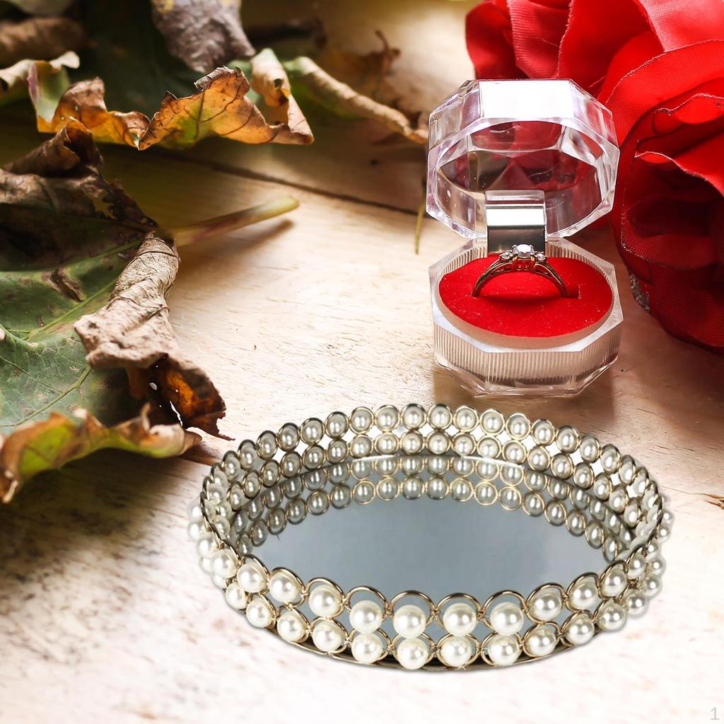 Cosmetic Makeup Tray Serving with Side Bars European Style Creative Ornate Decorative Mirror