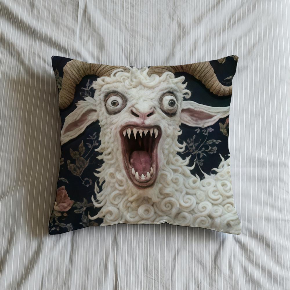 Cushion Cover Soft Case For Goat Sofa Face Living Room 2D Home Comfortable Office Decor Spooky Protective Pillow Covers