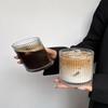 Ins Style Ribbed Glass Cup with Lid
