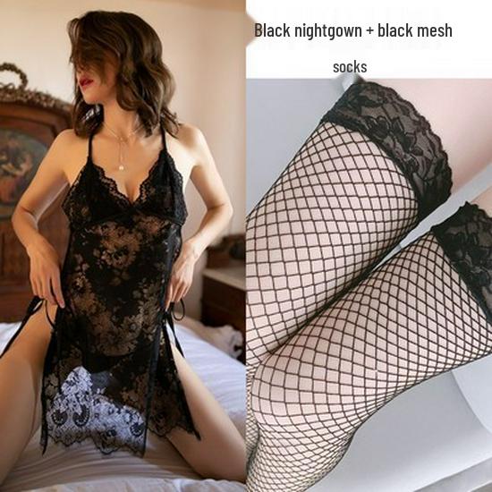 Backless Lace Lingerie Set - Enhancing, See-Through Slip Dress