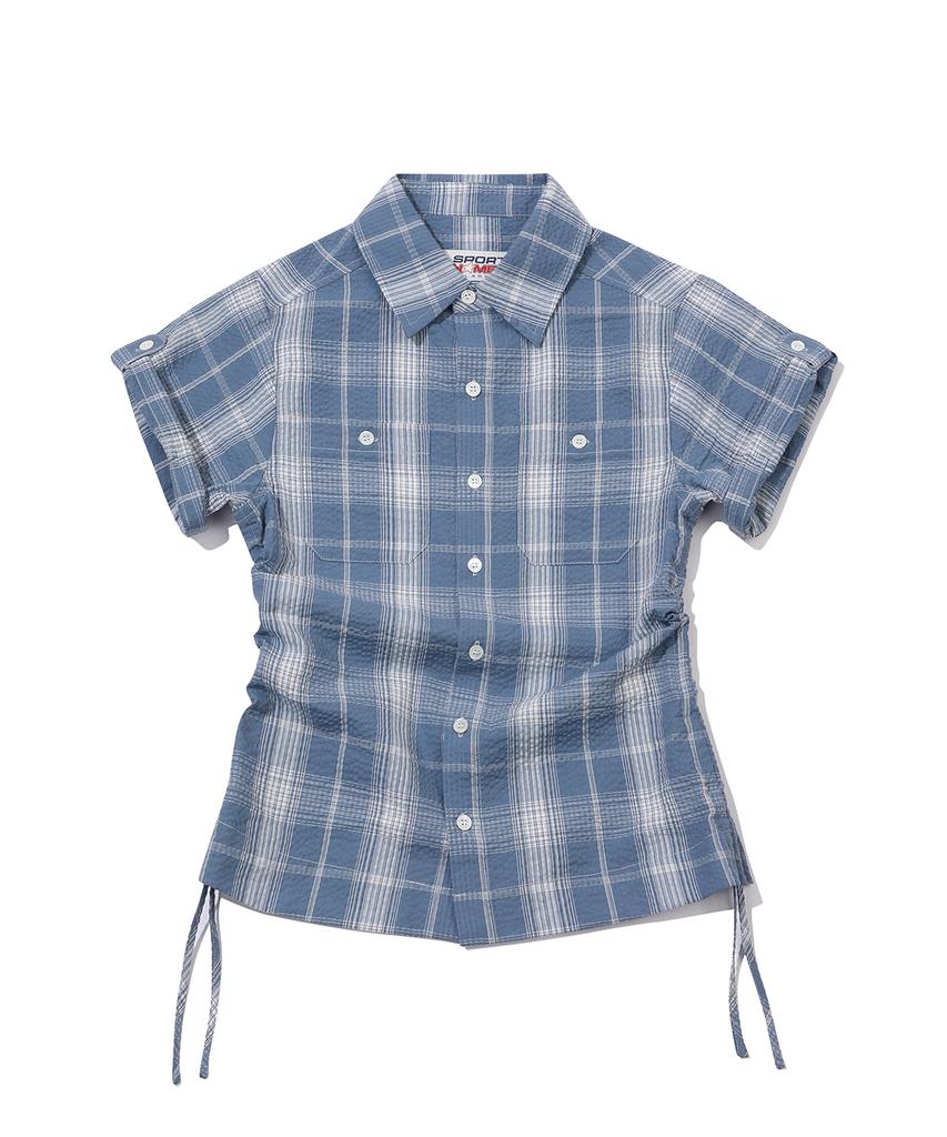 SPORT CHAMBER Sc Square Check Roll-Up Shirt (Blue)