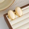 SHIXIN 1 Pair Retro Resin Acrylic Oval Stud Earrings for Women Trendy Gold Color Geometric Earrings Fashion Jewelry Accessories