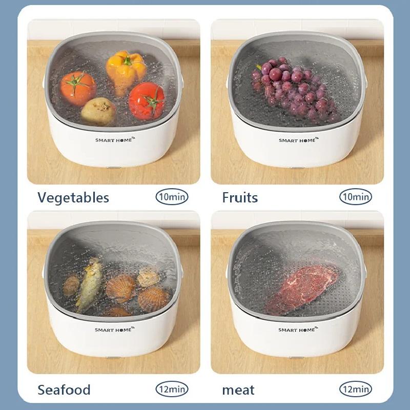 Ultrasonic Vegetable Washing Machine Food Purifier Automatic Residue Removal Portable Fruit and Vegetable Drain Basket