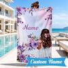 Custom Name Floral Princess Beach Towel Microfiber Beach Towel, Lightweight and Quick-Dry, for Summer Travel, Swimming Pool Gift