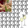 Acryl-Schleifen-Wein-Krawatten-Getränkeetiketten, Wein-Glas-Schmuck für Hochzeiten, Geburtstage, Schleifen-Motto-Party-Dekoration, Bar, DIY-Bastelarbeiten