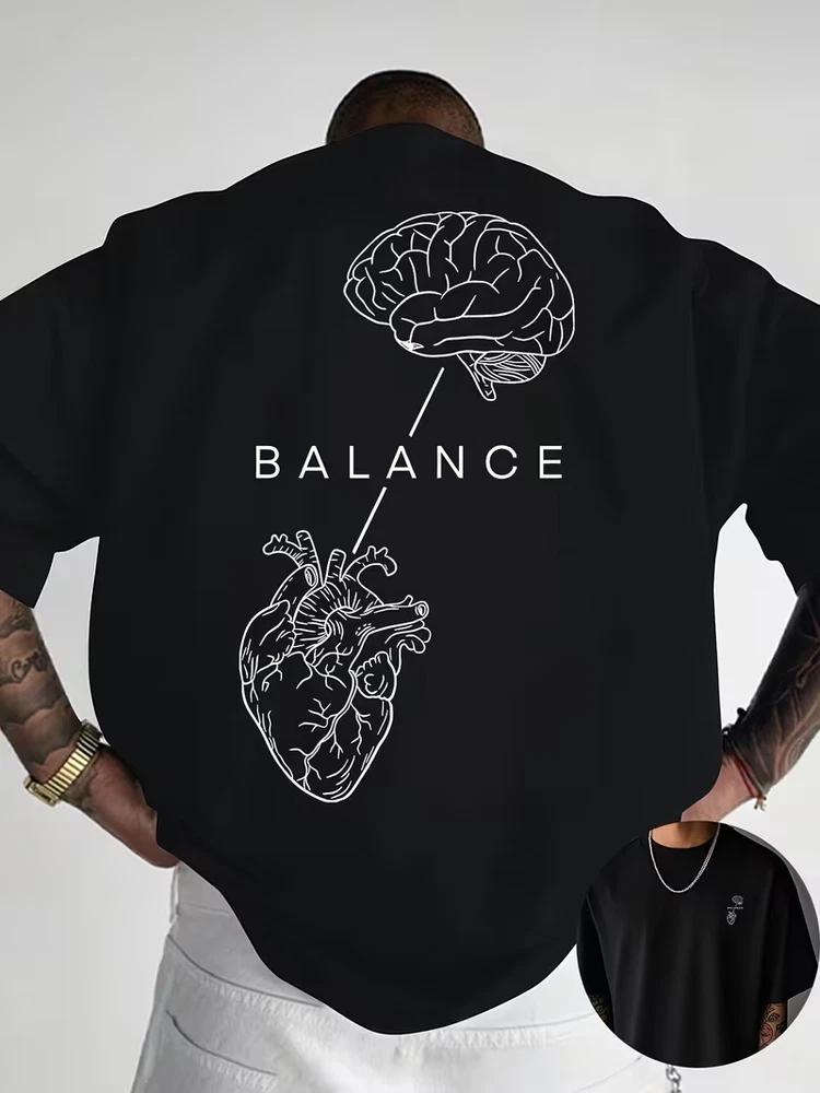 Balance Brain Heart Graphic Unisexs TShirt Wellness Mindfulness Fitness Tee Tops S