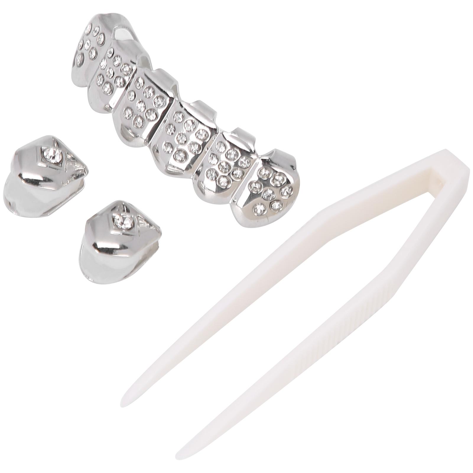 

Набор брекетов для зубов с покрытием Модные металлические золотые украшения для зубов Ювелирные изделия для вечеринки на ХэллоуинСеребро серебряный