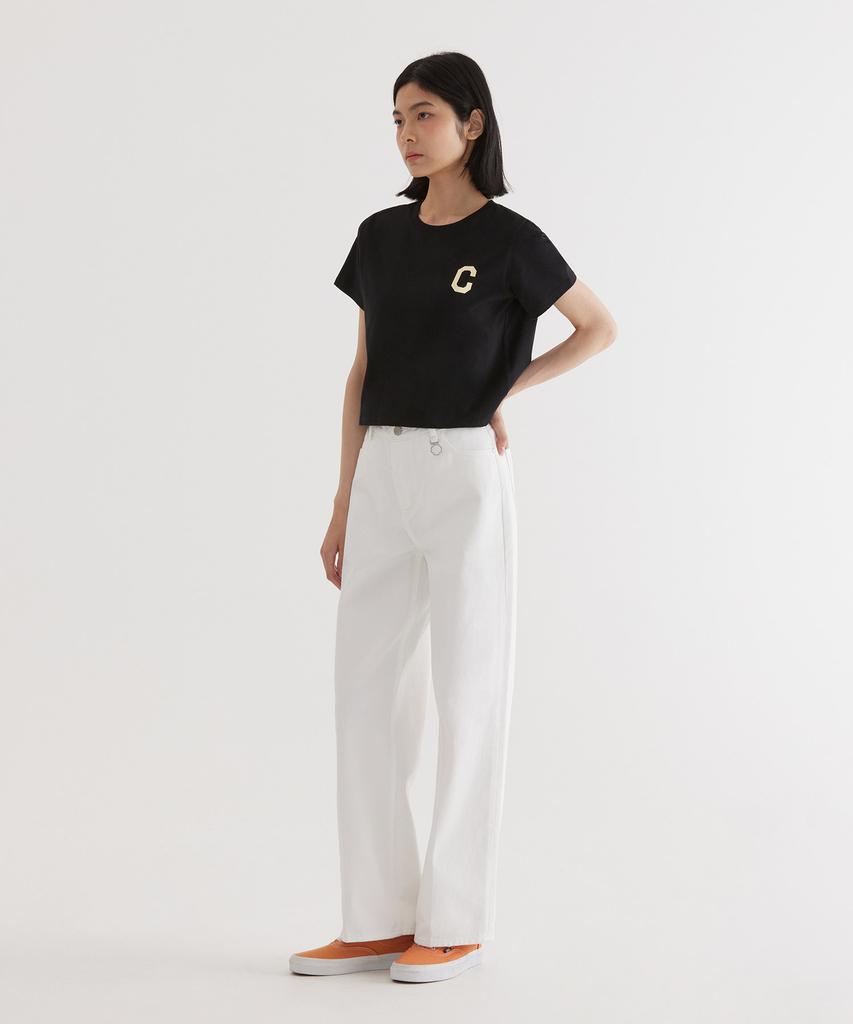 COVERNAT (W) C Logo Crop T-Shirt Black