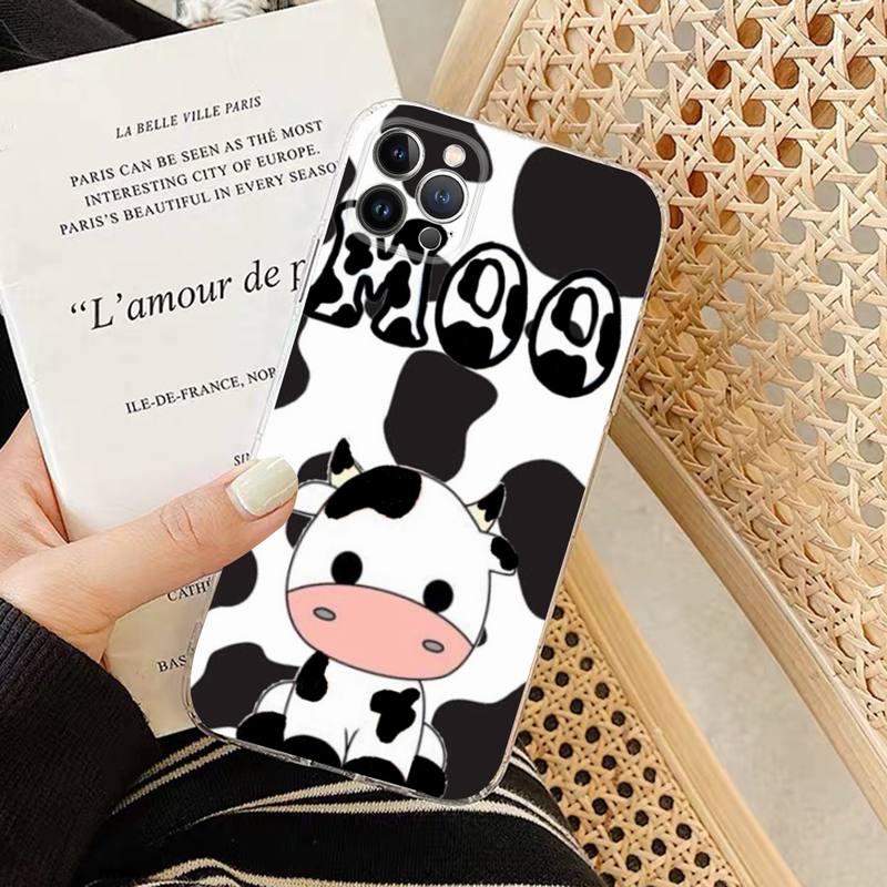 White Black Cow Symbol Print Phone Case Silicone Soft for iphone 14 13 12 11 Pro Mini XS MAX 8 7 6 Plus X XS XR Cover
