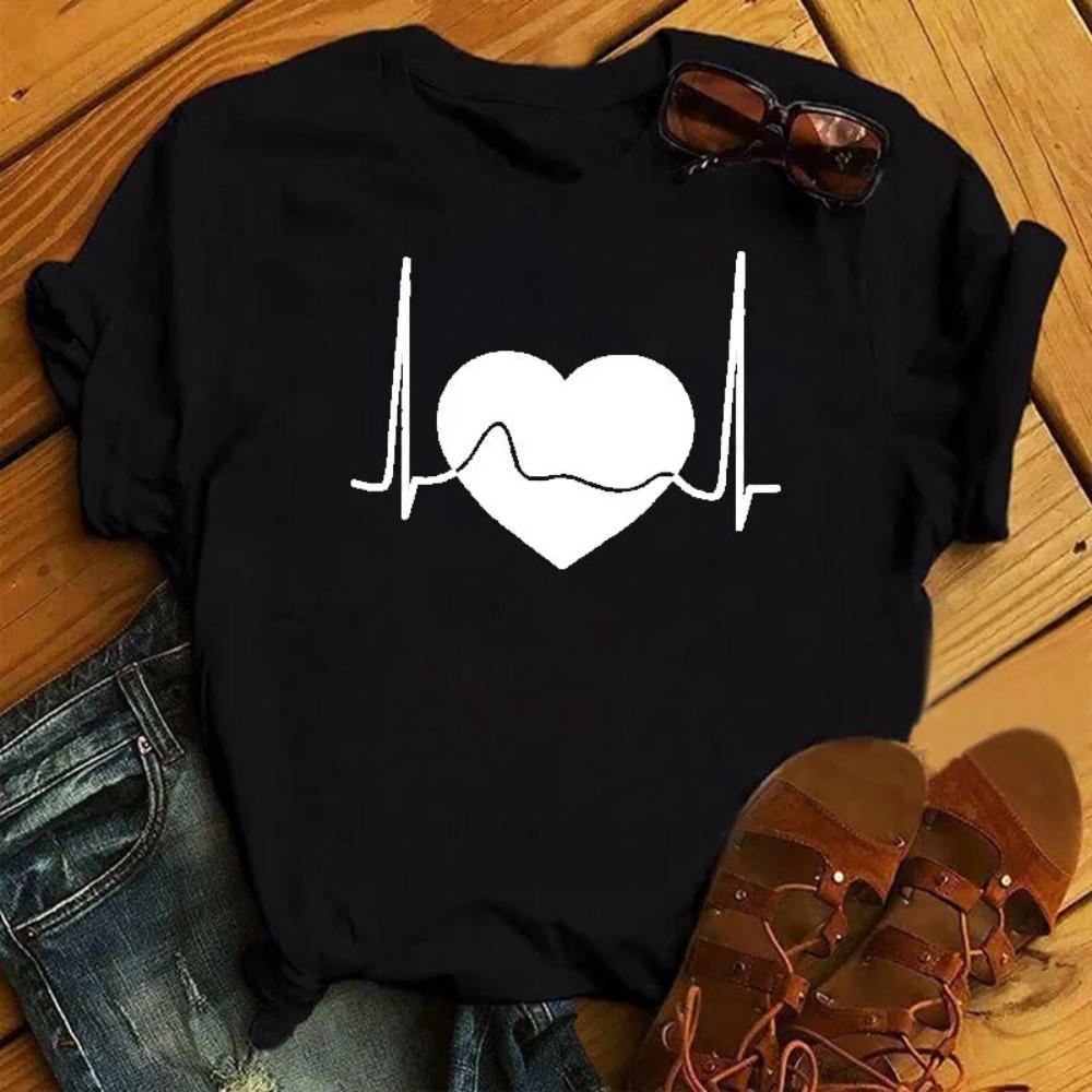 Neues Fahrrad Blume Liebe Retro Locker Einfach Süß Halbarm Kurzarm T-Shirt Damen Sommer Mode Polyester Stoff