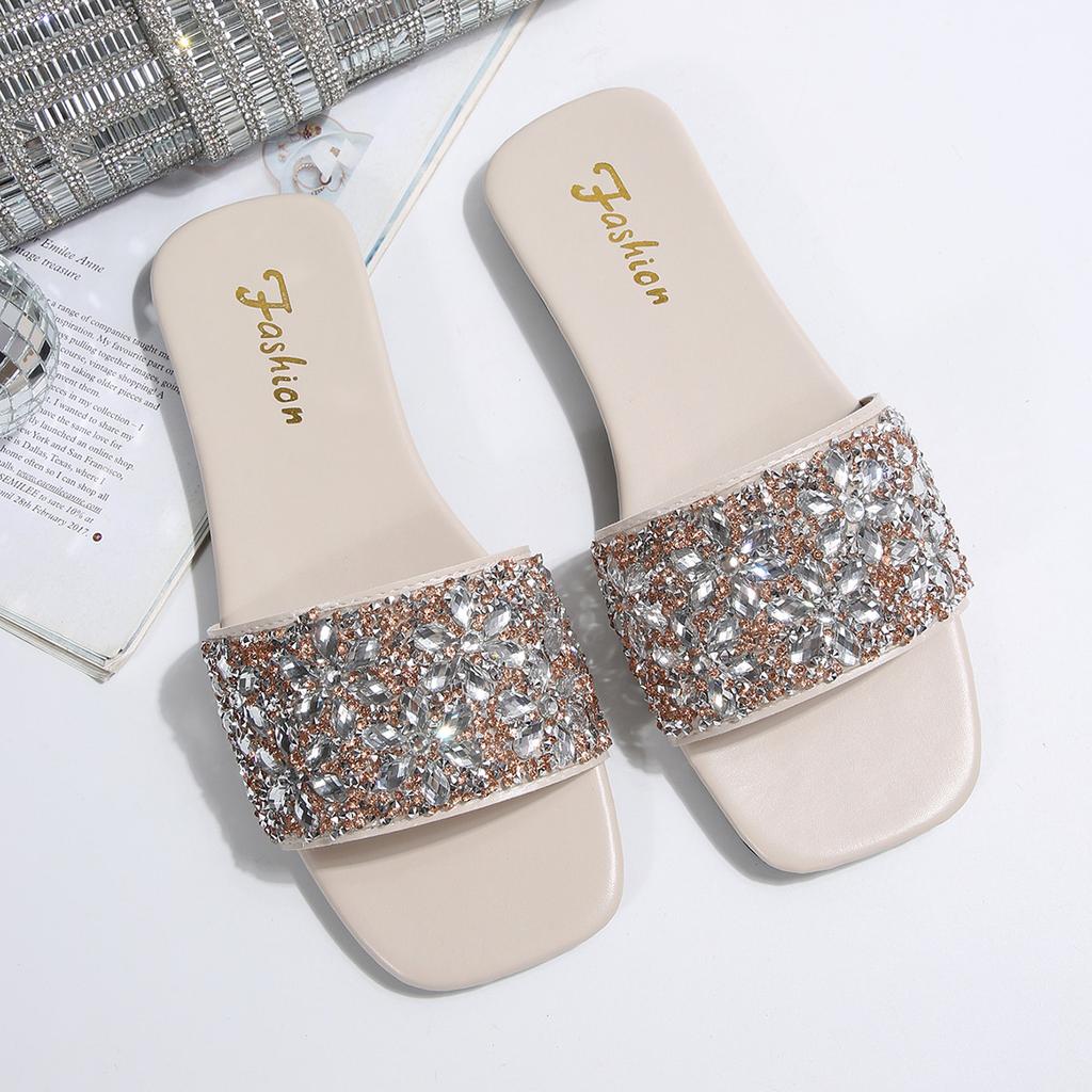 [Außenhandel] Schöne flache, coole Hausschuhe für Damen-Sommerkleidung mit Röcken Französische Strandsandalen