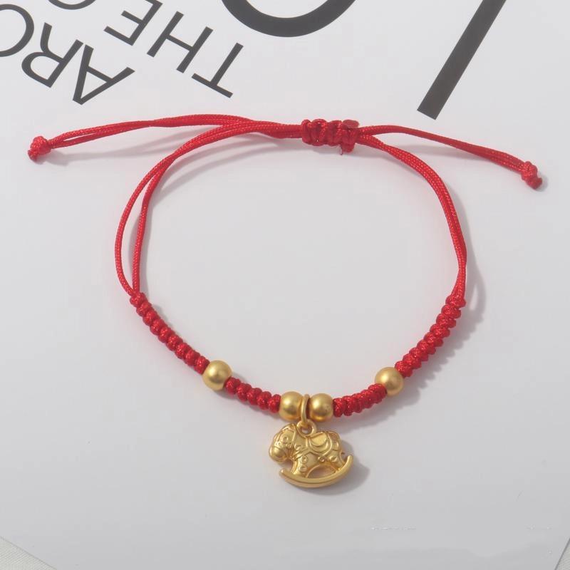 2026 Horse Year Lucky Red Rope Bracelet Chinese Style Zodiac Horse Braided Bracelet Women Fashion Jewelry