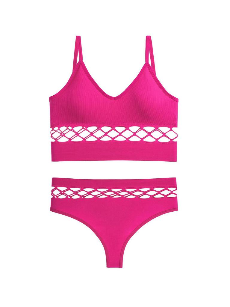 Women's Seamless Sports Bralette Set for Small Bust - Hollow Design, No Underwire, Plus Size Available