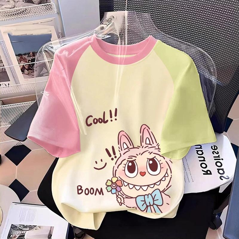 Kreslené Monstrum Elf Grafika Labubu Dětské Tištěné Tričko Léto Dámské Ležérní Venkovní Dívčí Trička s Krátkým Rukávem Top Oblečení